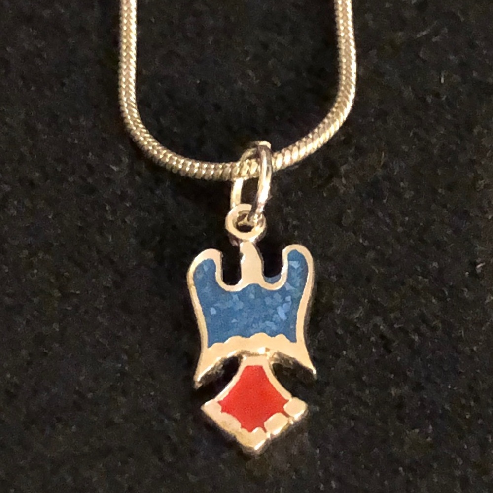 VTG 1970s Native American Pendant Necklace Turquoise/925/Stainless Steel.